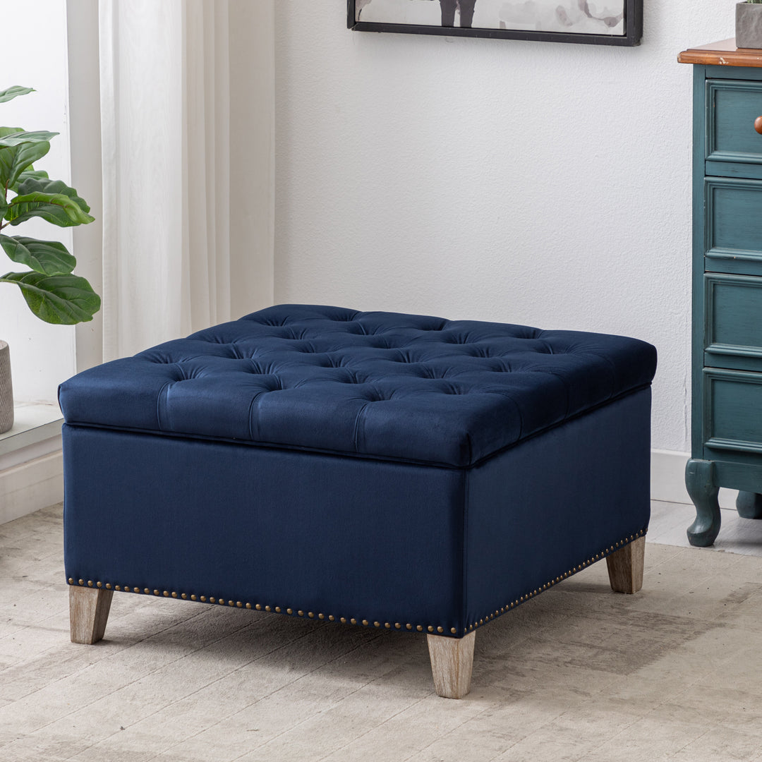 Wordford Square Velvet Tufted Storage Ottoman