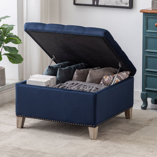 Wordford Square Velvet Tufted Storage Ottoman