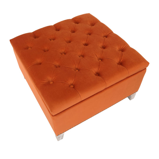 Wordford Square Velvet Tufted Storage Ottoman