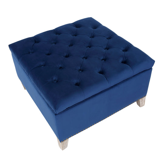 Wordford Square Velvet Tufted Storage Ottoman