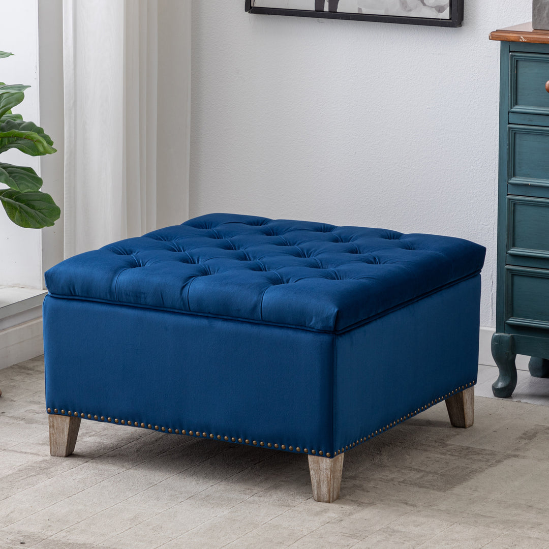 Wordford Square Velvet Tufted Storage Ottoman