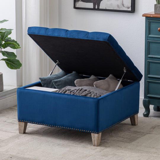 Wordford Square Velvet Tufted Storage Ottoman