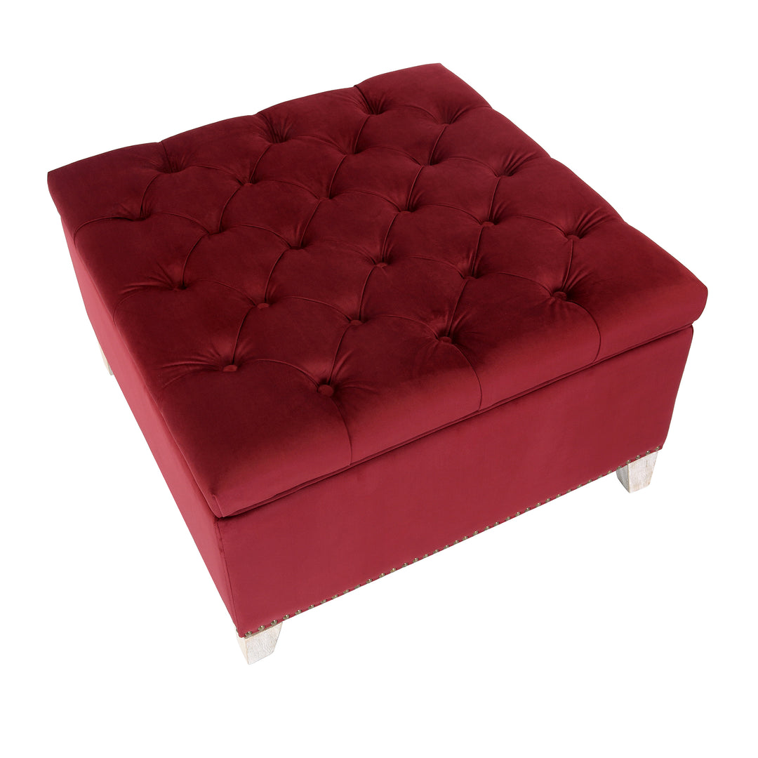 Wordford Square Velvet Tufted Storage Ottoman