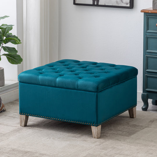 Wordford Square Velvet Tufted Storage Ottoman