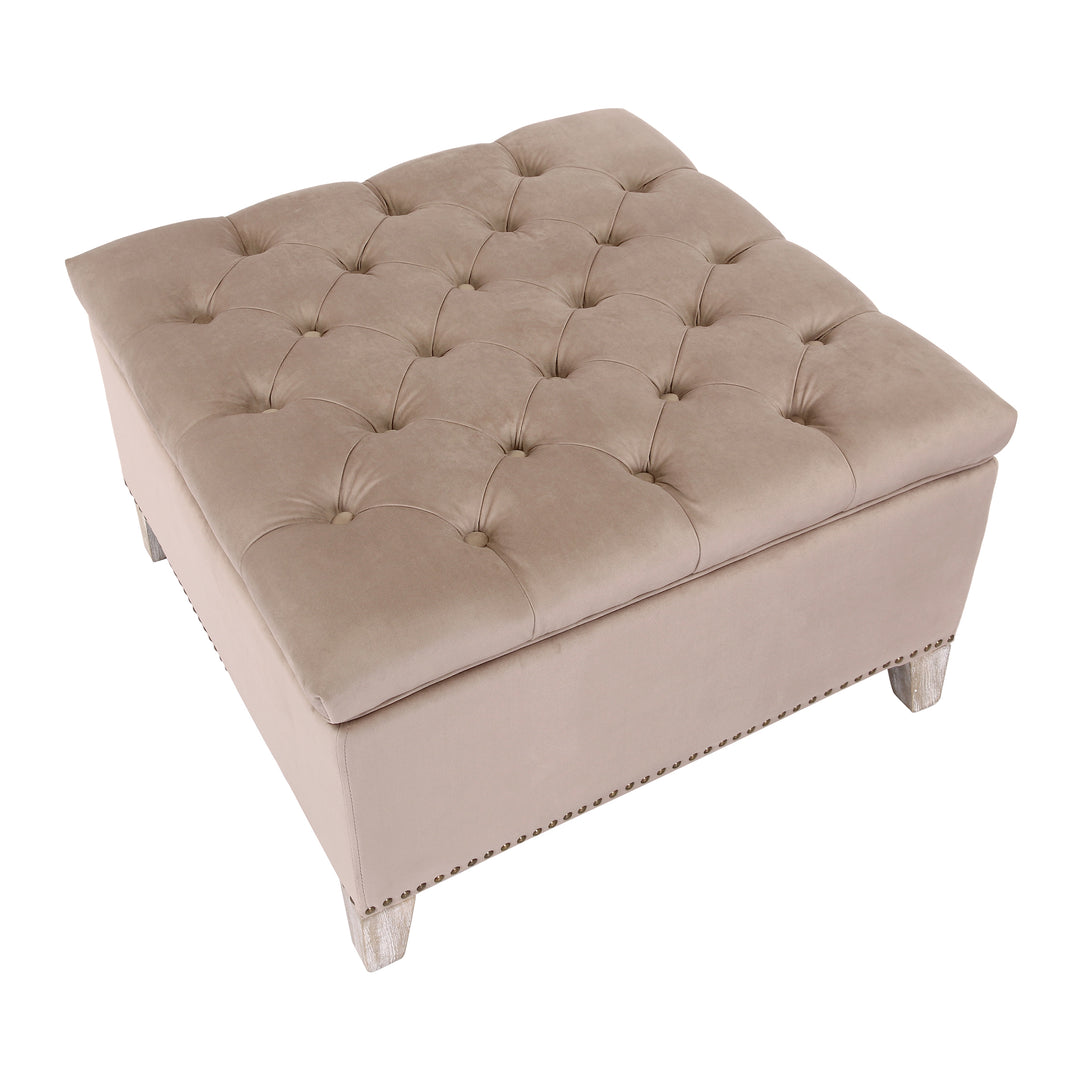 Wordford Square Velvet Tufted Storage Ottoman