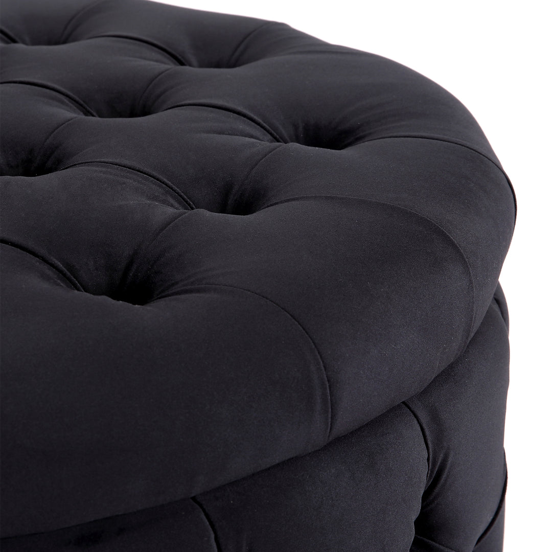 Wordford Round Velvet Tufted Storage Ottoman