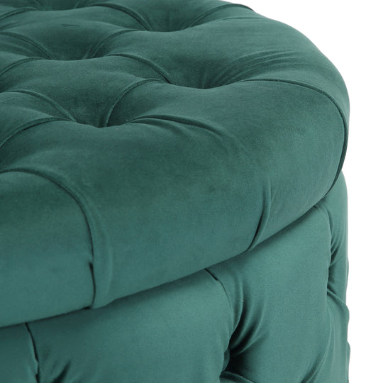 Wordford Round Velvet Tufted Storage Ottoman