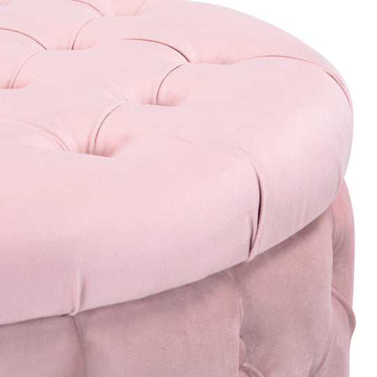 Wordford Round Velvet Tufted Storage Ottoman