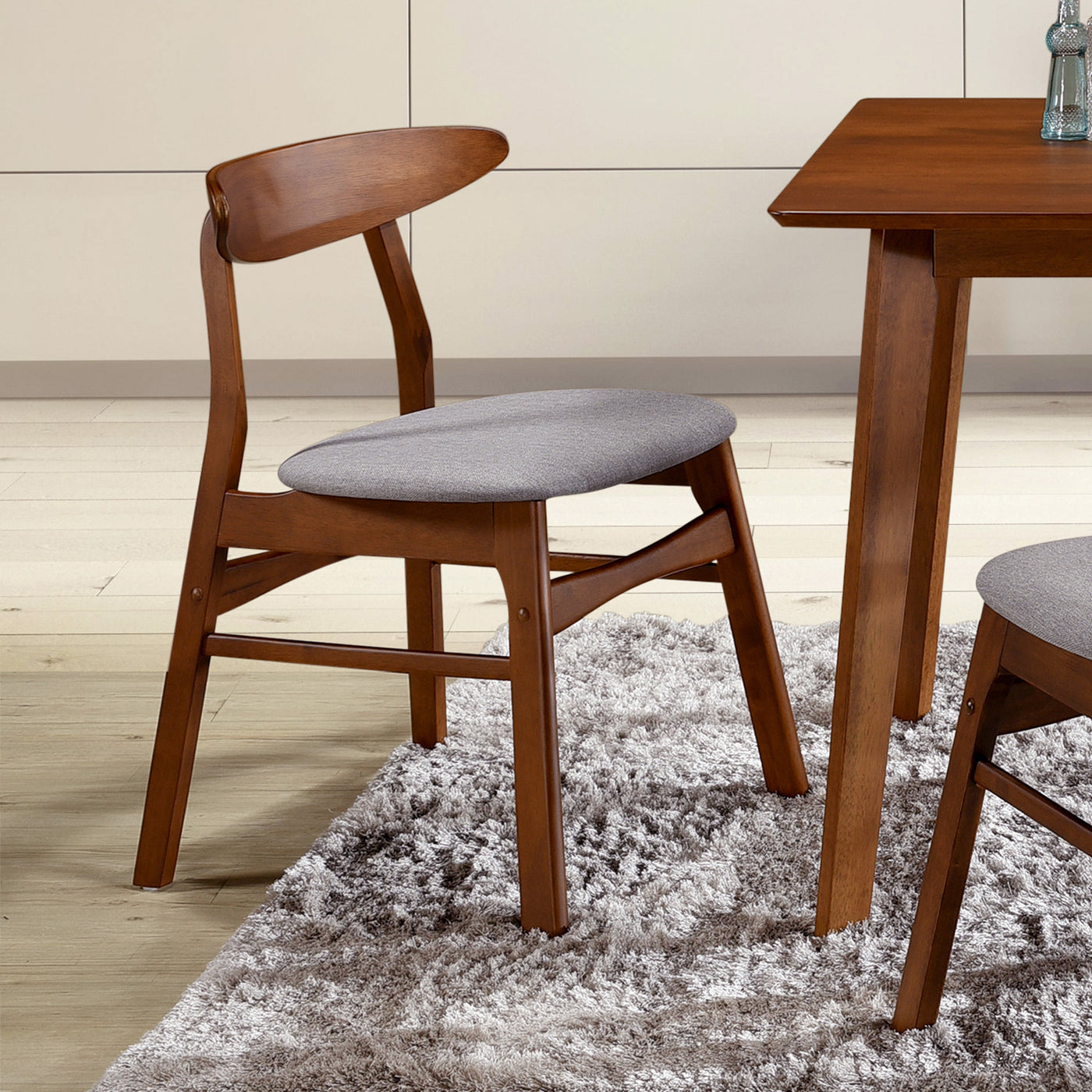 Lalia Mid Century Modern Solid Wood Upholstered Dining Side Chair (Set of 2)