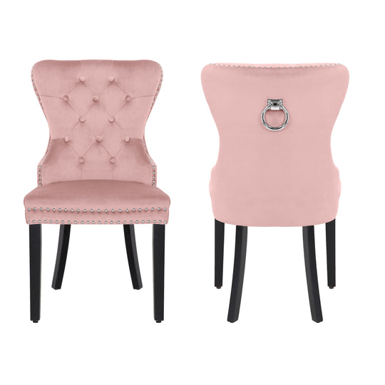 Wordford Velvet Upholstered Tufted Dining Chairs (Set of 2)