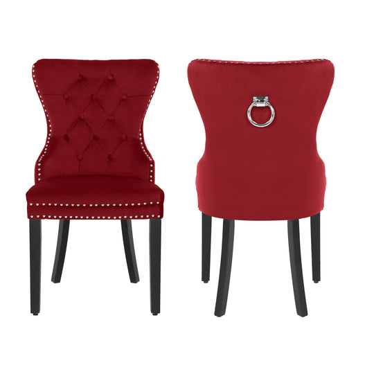 Wordford Velvet Upholstered Tufted Dining Chairs (Set of 2)