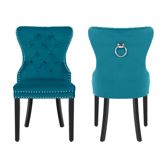 Wordford Velvet Upholstered Tufted Dining Chairs (Set of 2)