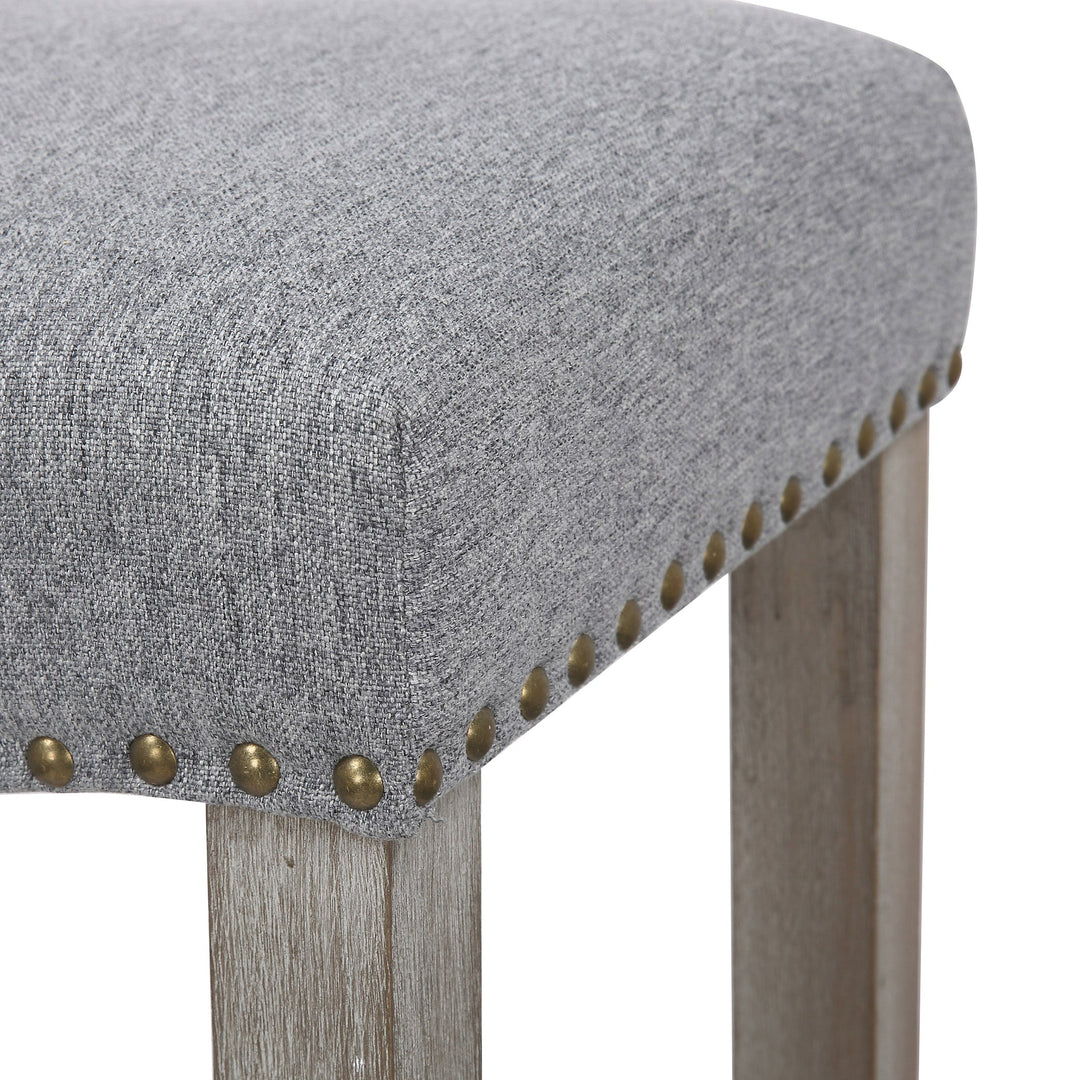 Lenox 24" Upholstered Saddle Seat Counter Stool, Antique Gray