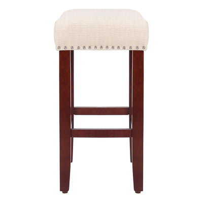 Lenox 24" Upholstered Saddle Seat Counter Stool (Set of 2), Cherry Red