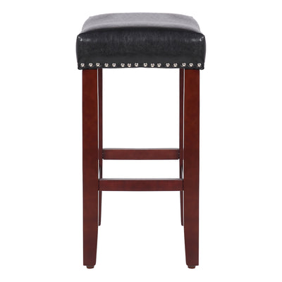 Lenox 24" Upholstered Saddle Seat Counter Stool (Set of 2), Cherry Red