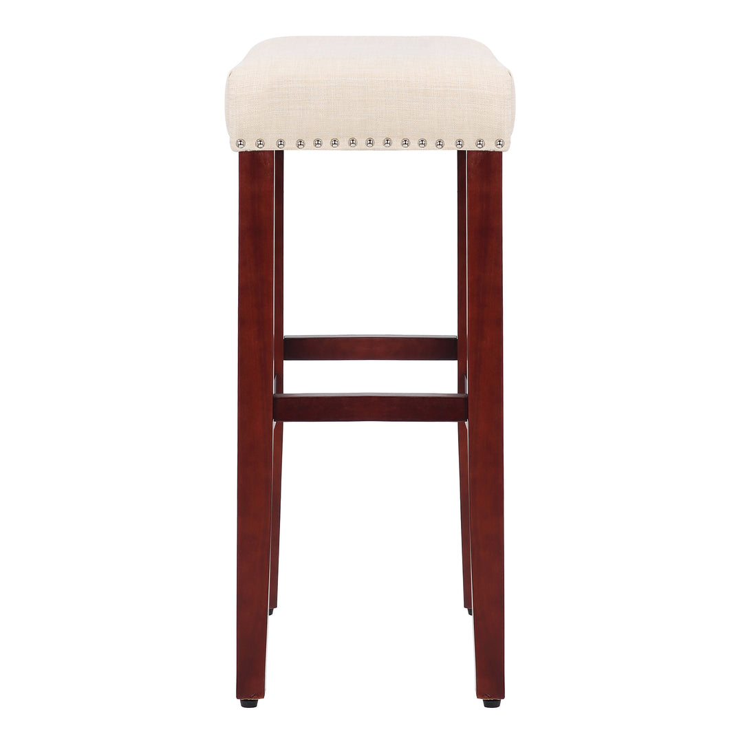 Lenox 29" Upholstered Saddle Seat Bar Stool (Set of 2), Cherry Red