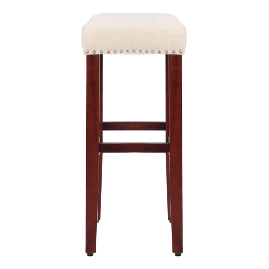 Lenox 29" Upholstered Saddle Seat Bar Stool (Set of 2), Cherry Red