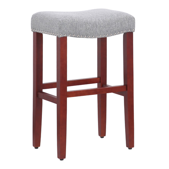 Lenox 29" Upholstered Saddle Seat Bar Stool, Cherry Red