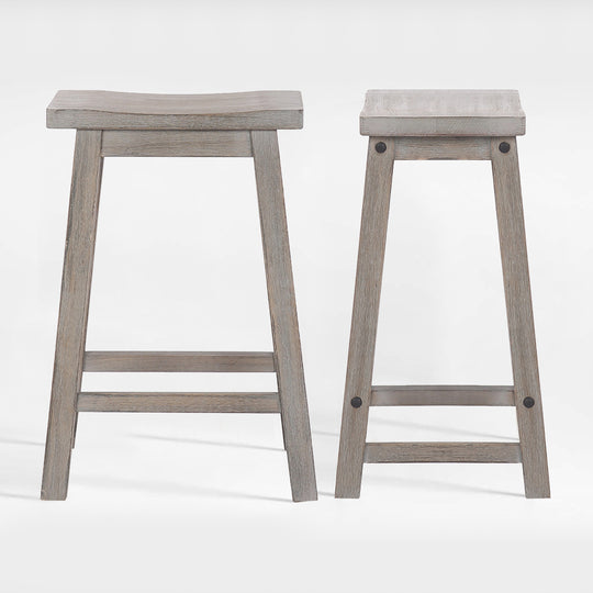 Reed 24" Solid Wood Saddle Counter Stool (Set of 2)