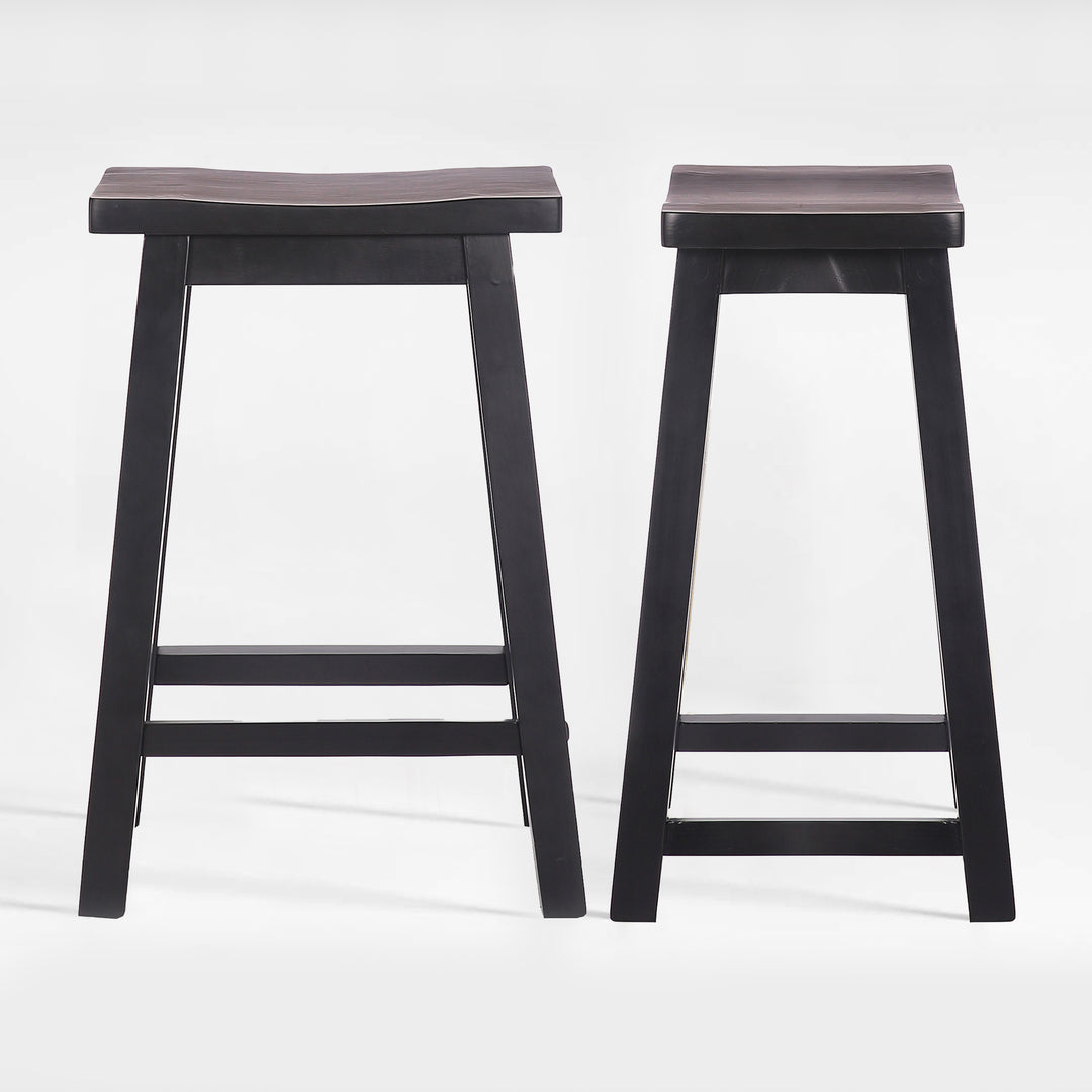 Reed 24" Solid Wood Saddle Counter Stool (Set of 2)