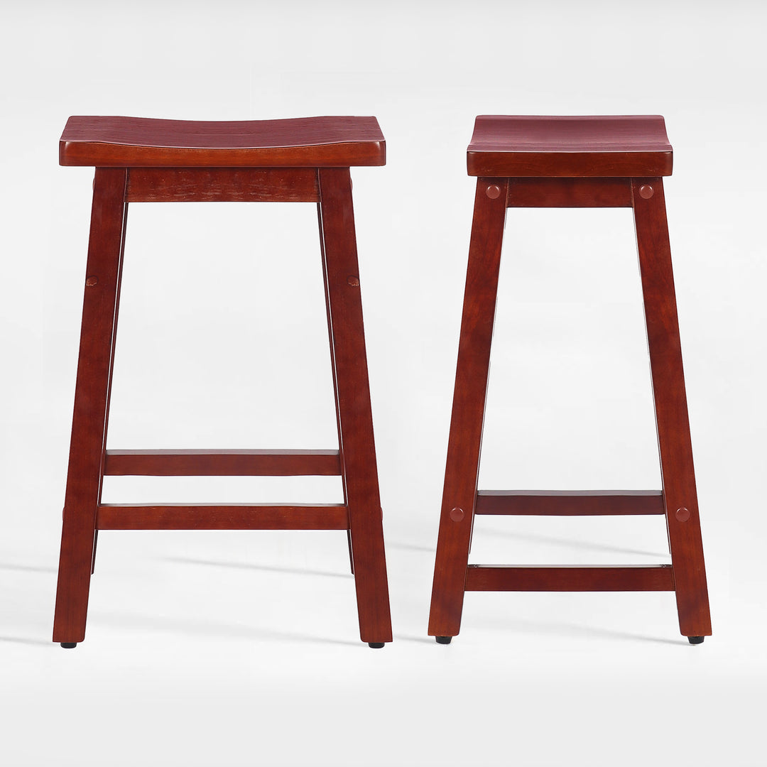 Reed 24" Solid Wood Saddle Counter Stool (Set of 2)