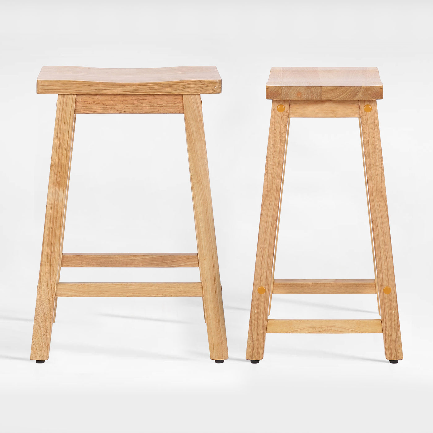 Reed 24" Solid Wood Saddle Counter Stool (Set of 2)