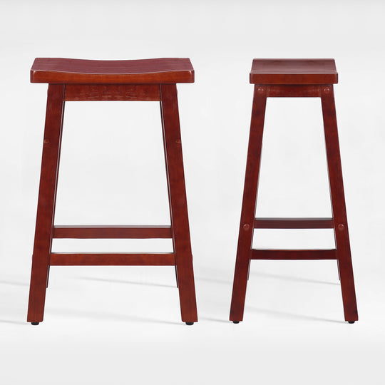 Reed 29" Solid Wood Saddle Bar Stool (Set of 2)