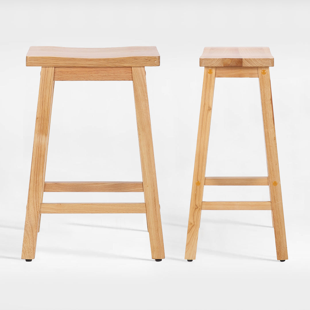 Reed 29" Solid Wood Saddle Bar Stool (Set of 2)