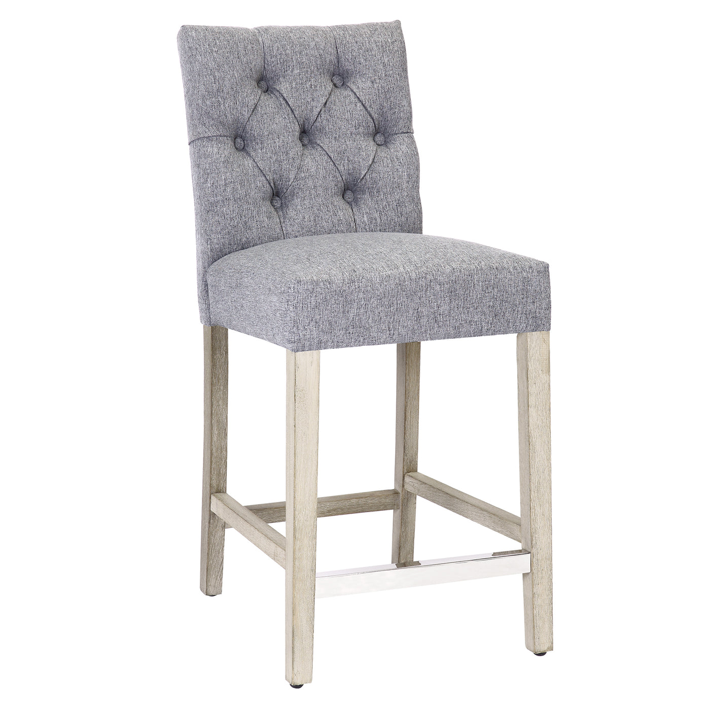 Hayes 24" Linen Fabric Tufted Counter Stool, Antique Gray