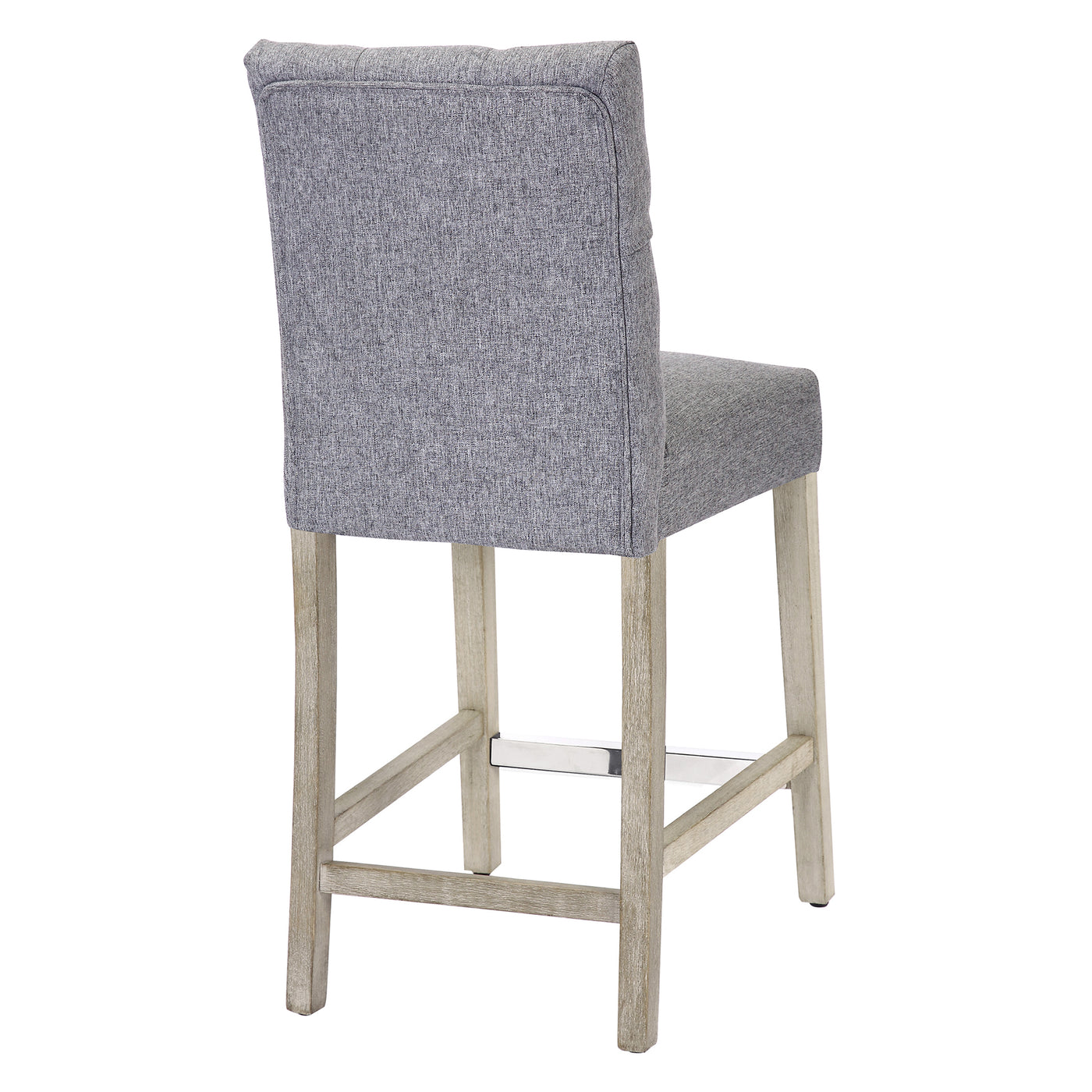 Hayes 24" Linen Fabric Tufted Counter Stool (Set of 2), Antique Gray