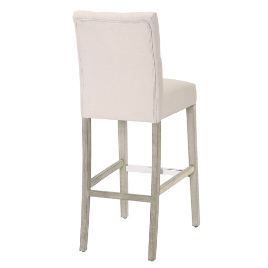 Hayes 29" Linen Fabric Tufted Bar Stool, Antique Gray