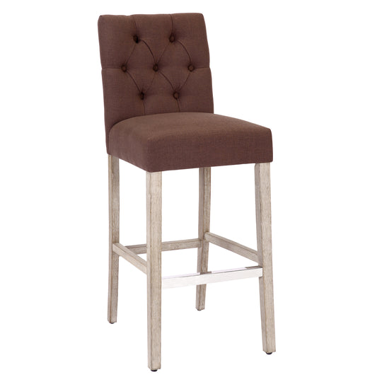 Hayes 29" Linen Fabric Tufted Bar Stool, Antique Gray