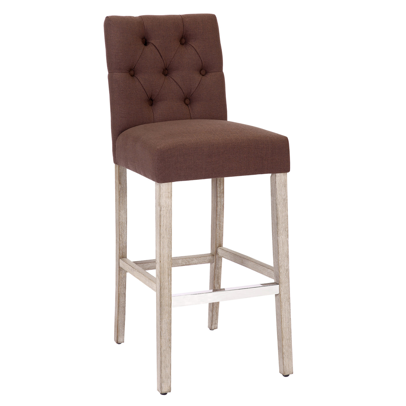 Hayes 29" Linen Fabric Tufted Bar Stool, Antique Gray