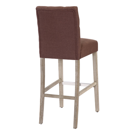 Hayes 29" Linen Fabric Tufted Bar Stool, Antique Gray