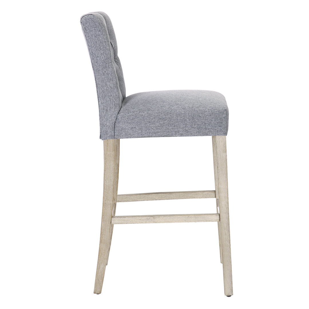 Hayes 29" Linen Fabric Tufted Bar Stool, Antique Gray