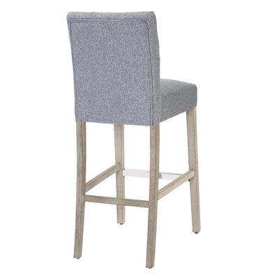 Hayes 29" Linen Fabric Tufted Bar Stool, Antique Gray