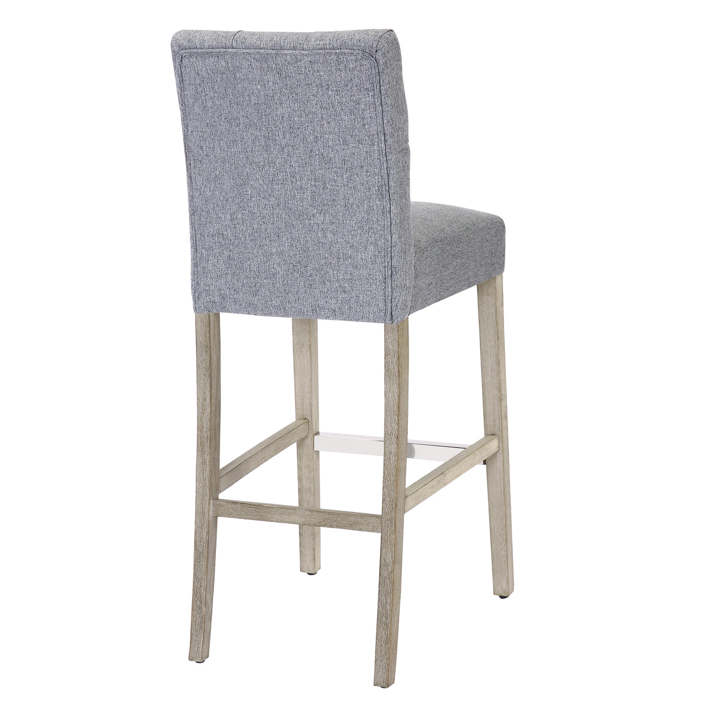 Hayes 29" Linen Fabric Tufted Bar Stool (Set of 2), Antique Gray