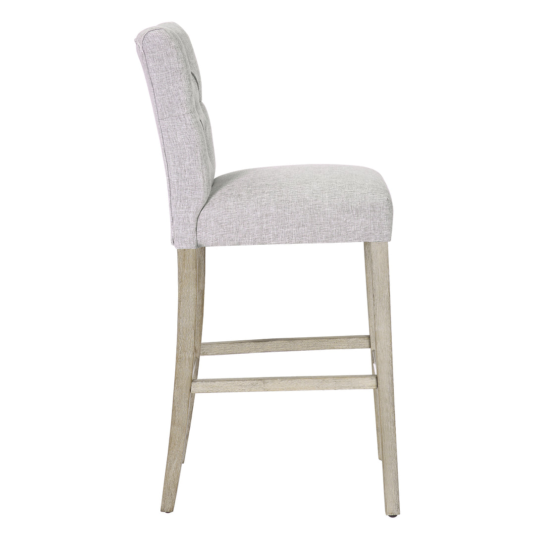 Hayes 29" Linen Fabric Tufted Bar Stool, Antique Gray