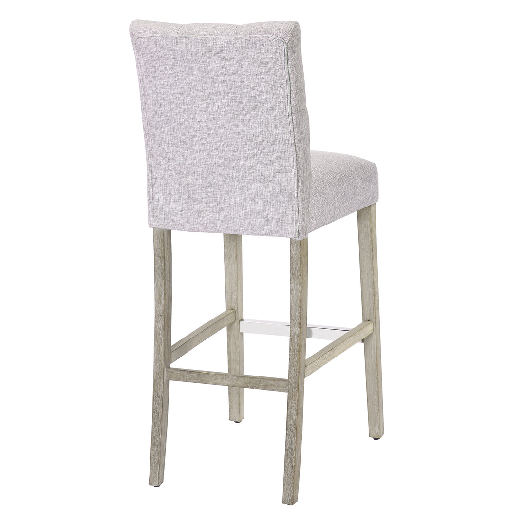 Hayes 29" Linen Fabric Tufted Bar Stool, Antique Gray