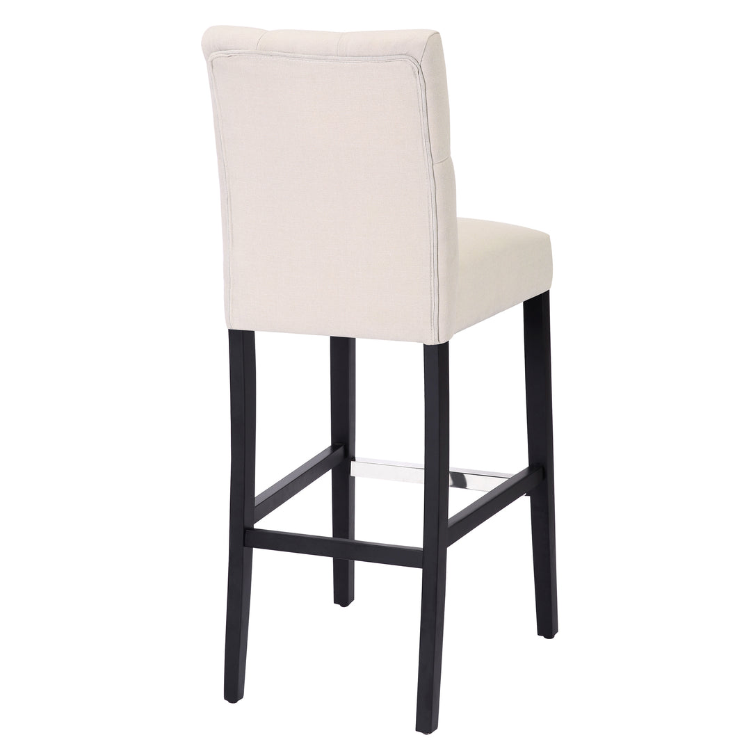 Hayes 29" Linen Fabric Tufted Bar Stool, Black