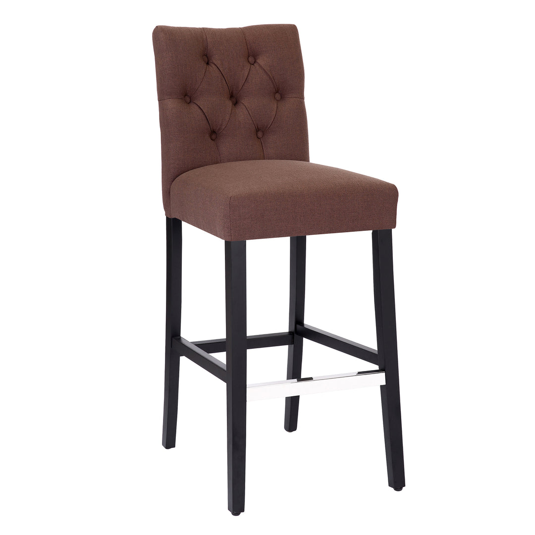 Hayes 29" Linen Fabric Tufted Bar Stool, Black