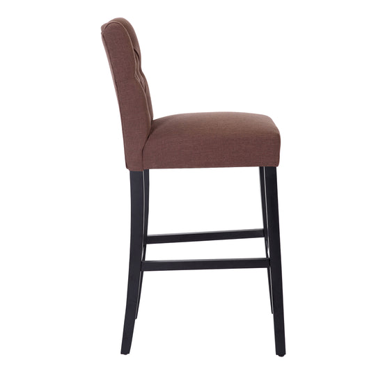 Hayes 29" Linen Fabric Tufted Bar Stool, Black