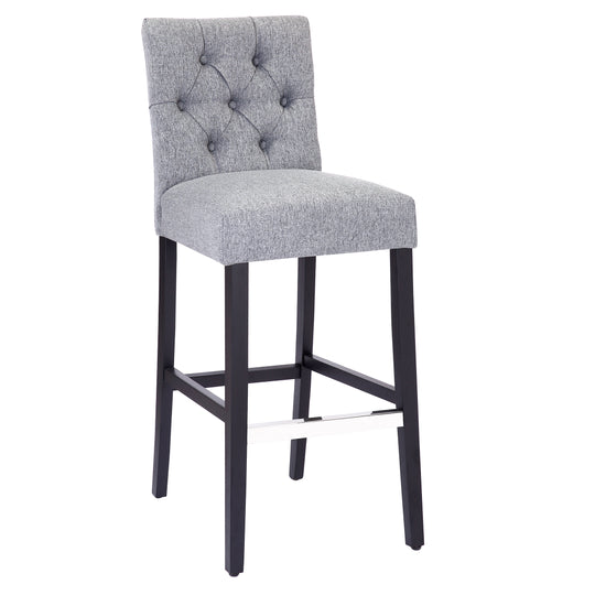 Hayes 29" Linen Fabric Tufted Bar Stool, Black