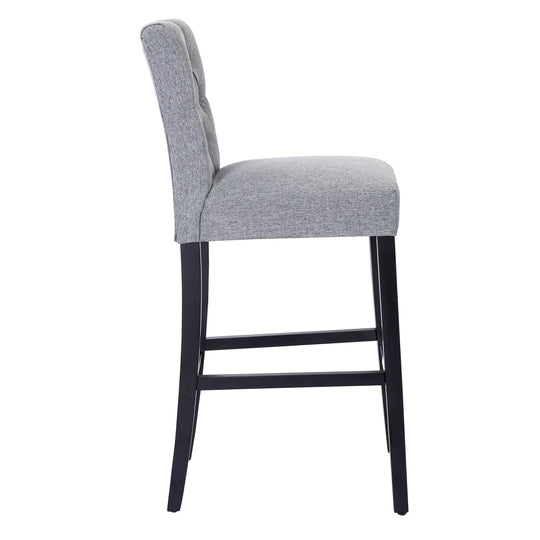 Hayes 29" Linen Fabric Tufted Bar Stool, Black