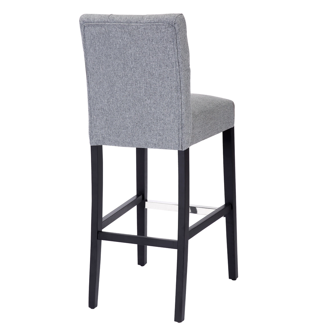 Hayes 29" Linen Fabric Tufted Bar Stool, Black