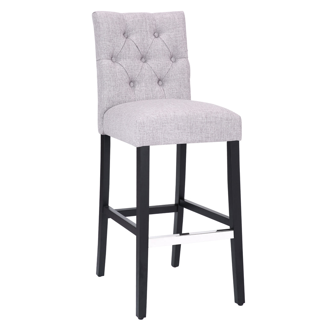 Hayes 29" Linen Fabric Tufted Bar Stool, Black