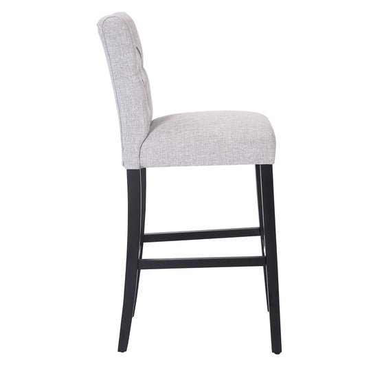 Hayes 29" Linen Fabric Tufted Bar Stool, Black