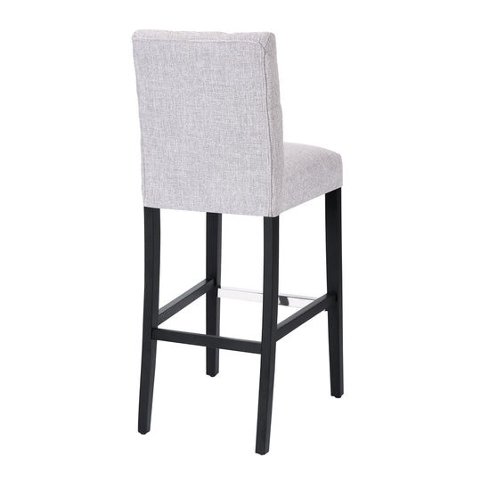 Hayes 29" Linen Fabric Tufted Bar Stool, Black