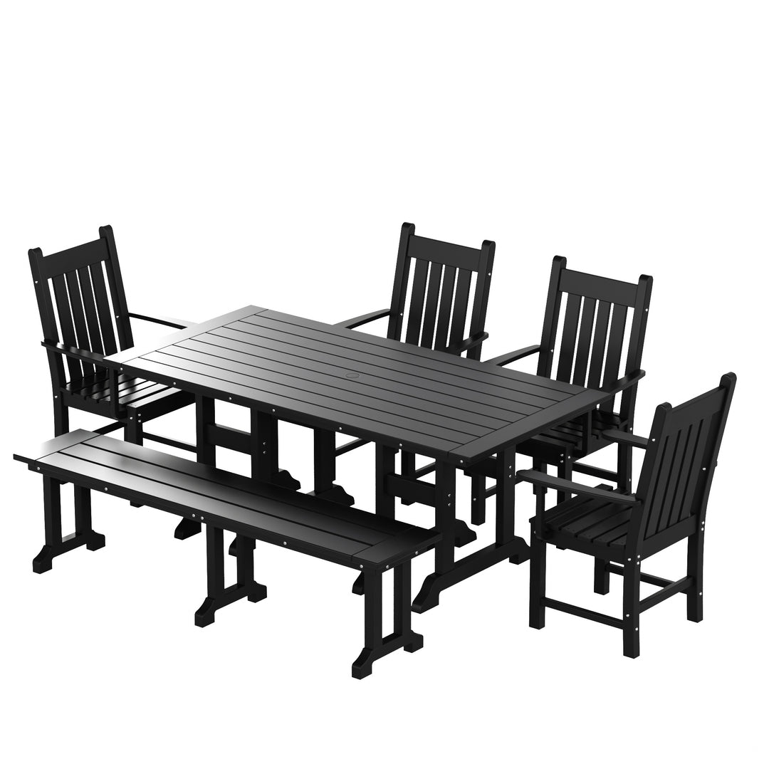 Malibu 6 Piece Outdoor Patio Dining Set Outdoor Table and Armchair Bench