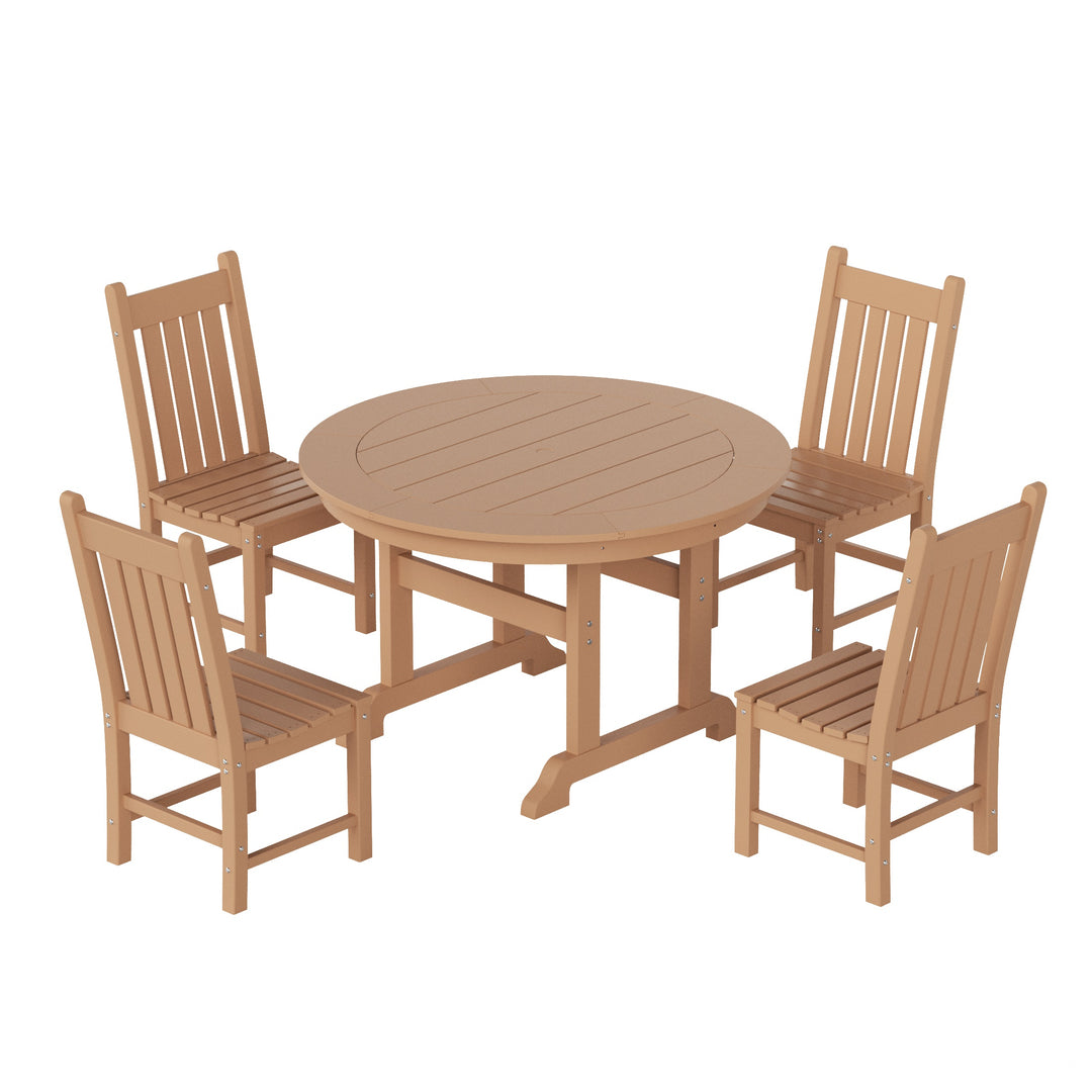 Malibu 5 Piece Outdoor Patio Dining Set Outdoor Round Table and Side Chair